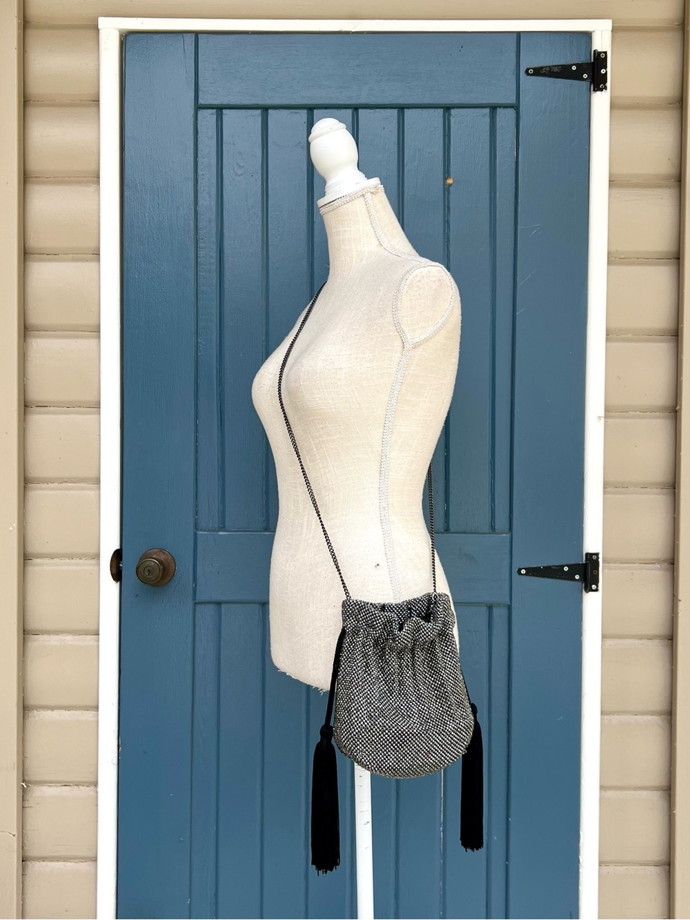 Olga Berg Karina Gunmetal Crystal Mesh Statement Evening Pouch Bag Crossbody